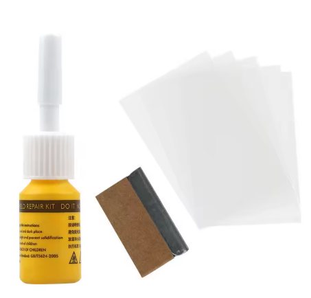 3 Pièces de Kit réparation fissure du pare-brise avec lame fluide Film durcissement