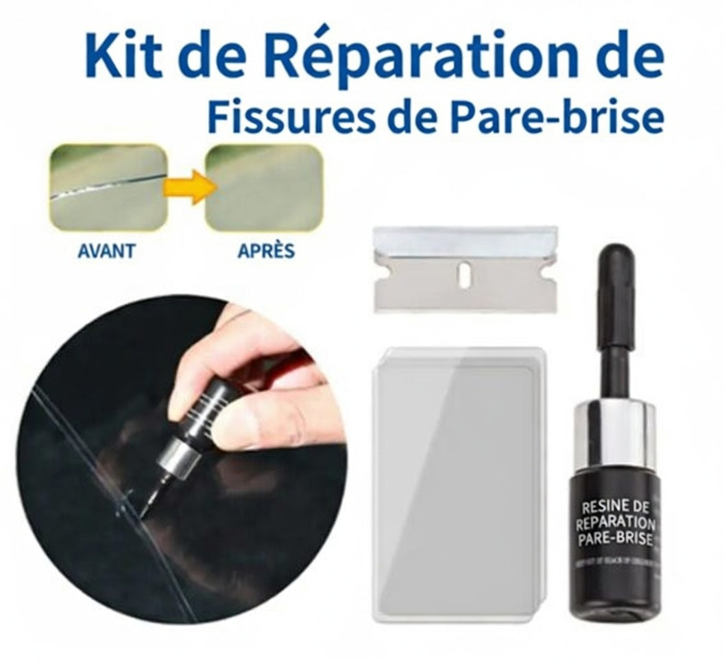 3 Pièces de Kit réparation fissure du pare-brise avec lame fluide Film durcissement