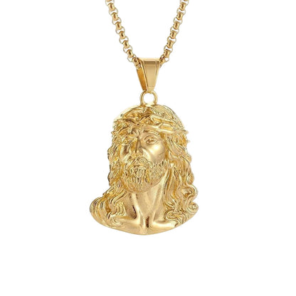 Collier torsadé en or 18 carats avec pendentif Jésus. : Foi et Élégance