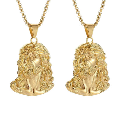 Collier torsadé en or 18 carats avec pendentif Jésus. : Foi et Élégance