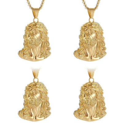 Collier torsadé en or 18 carats avec pendentif Jésus. : Foi et Élégance